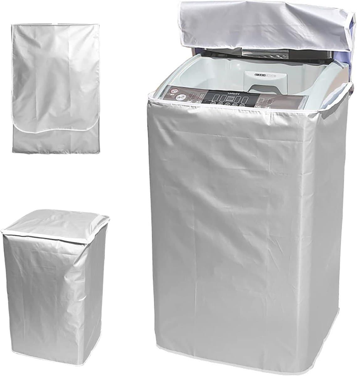 Allecto Plus - Draagbare Wasmachinehoes Waterdicht en UV-bestendig - Beschermhoes voor Bovenlader Wasmachine en Droger met Rits - Grijs — afbeelding 1