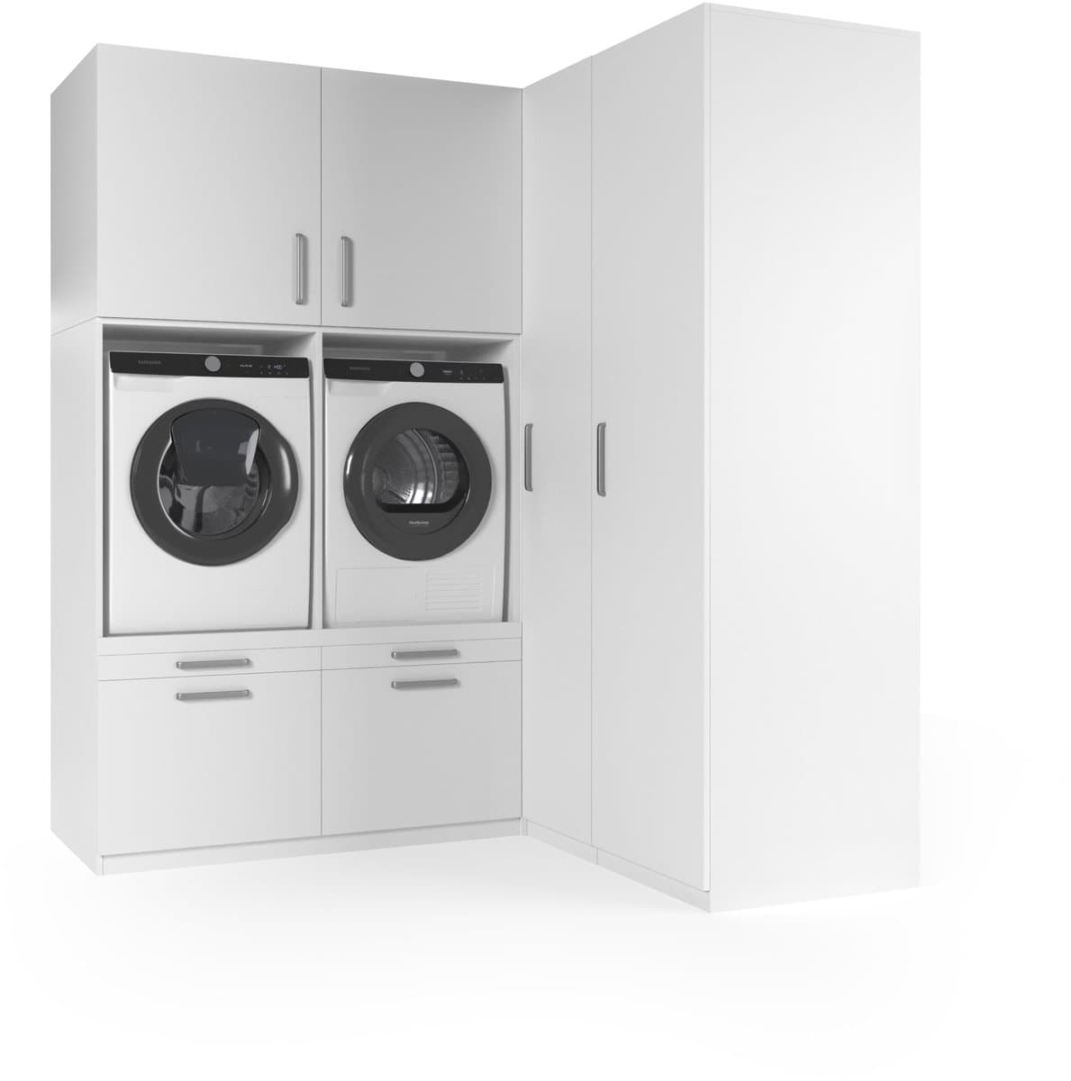 Wasophoogte® Wasmachine Kast Milan - Wasmachine verhoger - Wasmachine ombouw - 700(D)*2030(B)*2350(H) mm - Wit — afbeelding 1