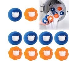 10-pack dierenhaarverwijderaar voor de was, wasmachine, droger, haarbalverwijderaar (oranje + blauw)