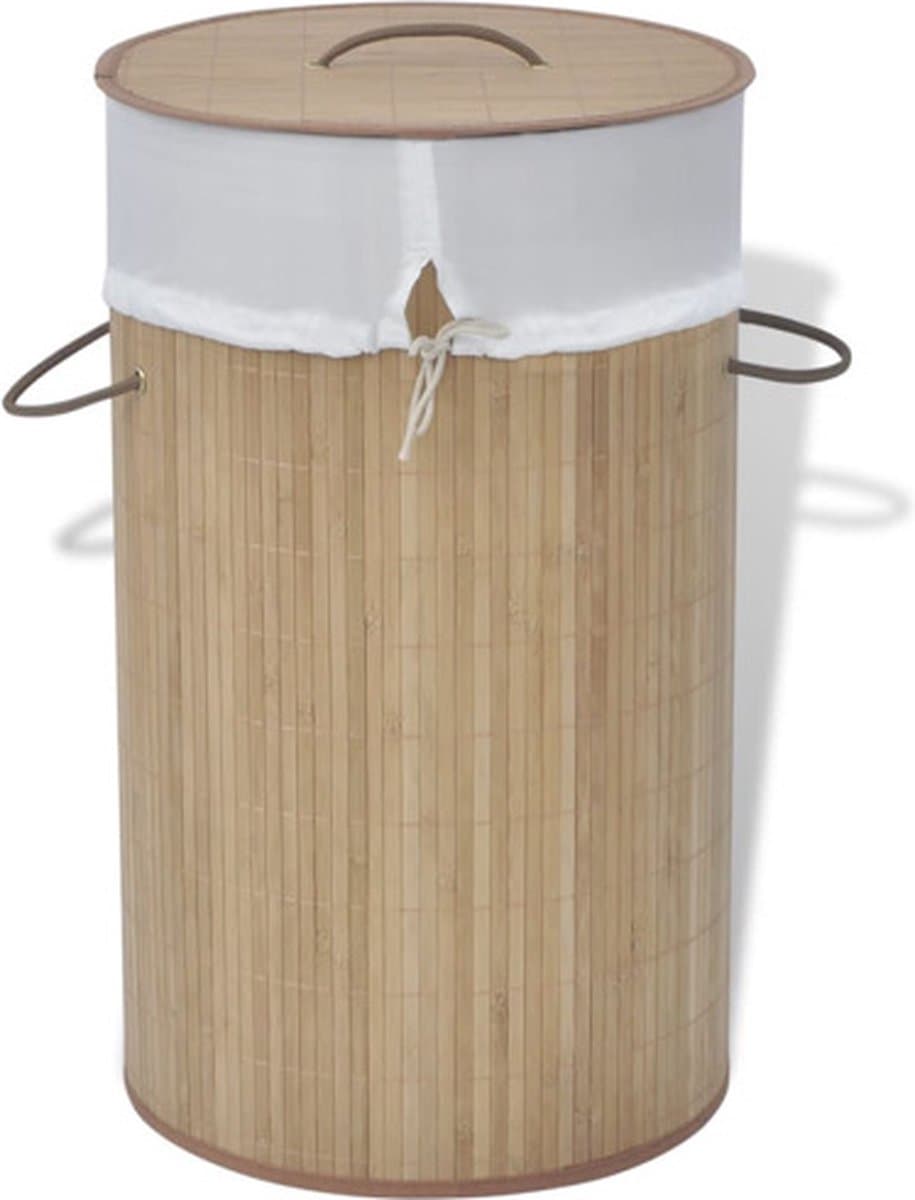 vidaXL - Wasmand - rond - bamboe - natuurlijk — afbeelding 1