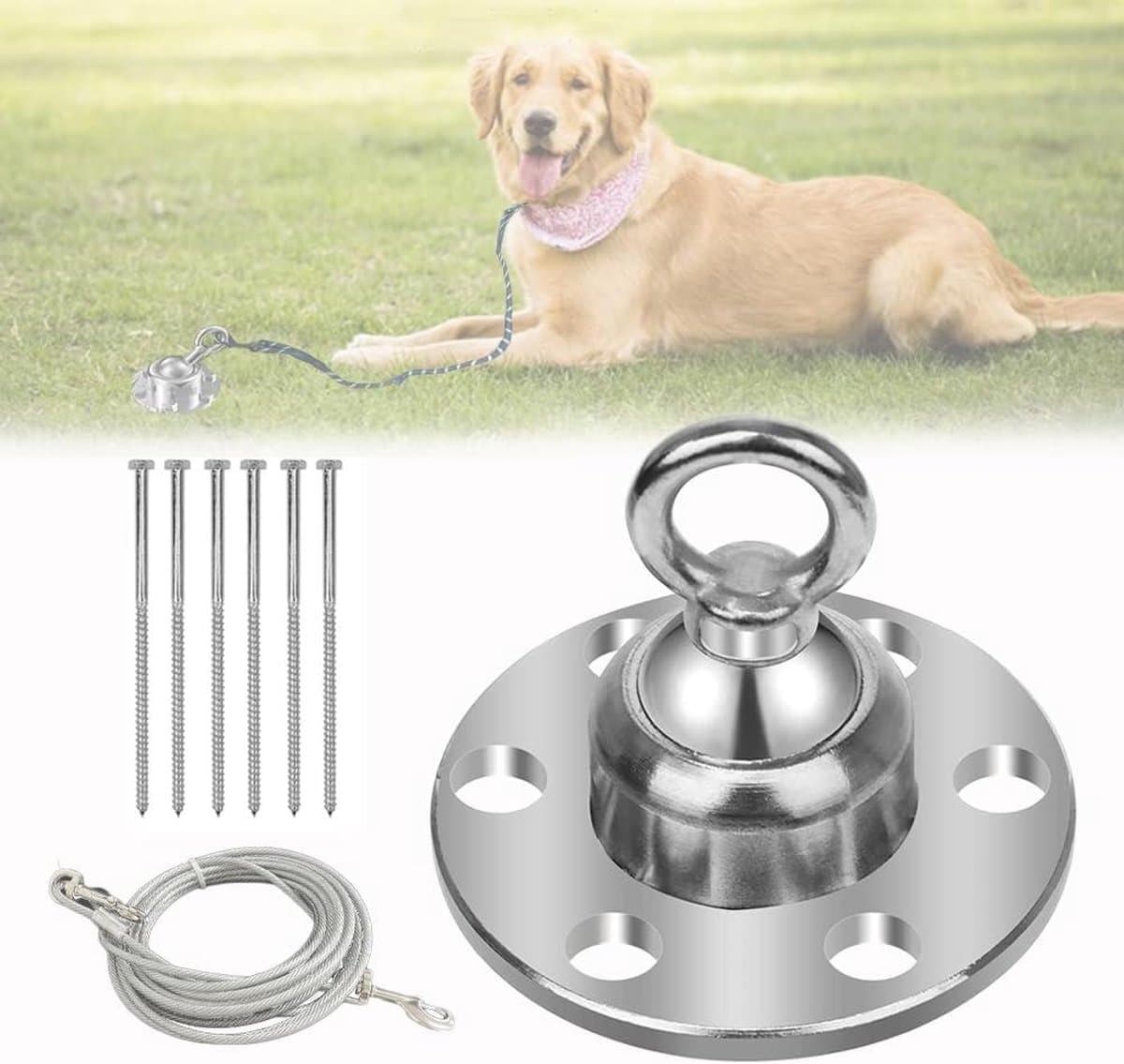 Grondanker hond 360 ° draaibaar met 6 bouten - voor tuin - buiten - camping - 1500 pond trekkracht Grondanker hond — afbeelding 1