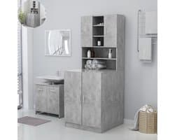 Wasmachine ombouw - Kast - Opbouwmeubel - Verhoger - Wasmachine meubel - Opbergkast - Hout - Betongrijs — afbeelding 1