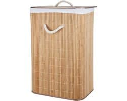Storage Solutions Wasmand - bamboe hout - met deksel - naturel - 40 x 30 x 60 cm - 70 liter - opvouwbaar — afbeelding 1