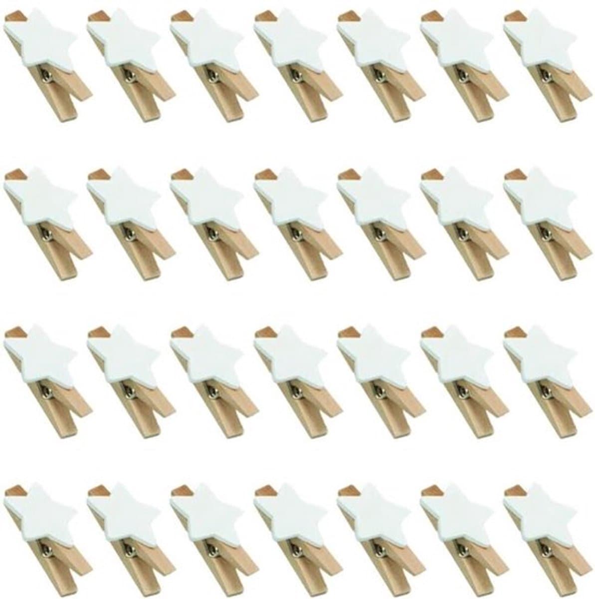 Sterren Wasknijpers 100 Stuks - Houten Clips - Decoratieve Klemmen - Handwerk - Klemmen voor Kerstmis - Duurzaam Hout - Decoratieve Knijpers — afbeelding 1