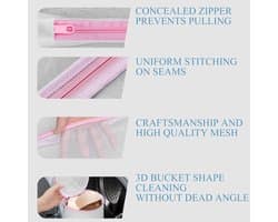Wasmachine wasnet - Polyester - Beschermt kleding tegen beschadiging - Verborgen ritssluiting - Voor fijne was en babykleding