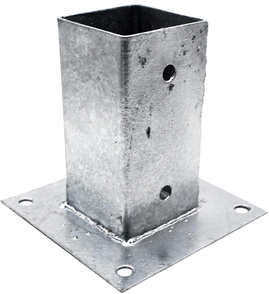 Vierkant Paalanker - Paalvoet Hekwerk - Palen Bevestigen - Gegalvaniseerd Staal - 91x91mm - Grijs — afbeelding 1
