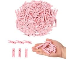 Houten Knijpers - Kledingknijpers Decoratie - Ambachten Foto's - Natuurlijk Hout - 100 Stuks - Baby Roze