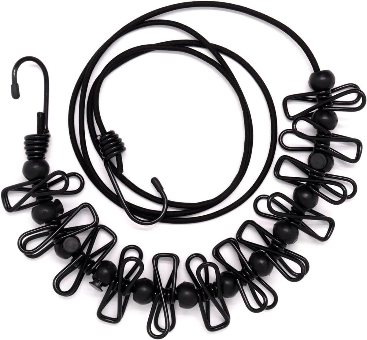 Draagbare Waslijn - Reis Waslijn Kledinglijn - Kleding Drogen - Met 12 Kledingclips - 3.4 Meter - Zwart — afbeelding 1