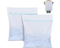 2 stuks Dirty Laundry Bag, 50 x 60 cm, waszak met metalen ritssluiting, wasnet voor wasmachine, wasnet, grote waszak voor beha, reizen, blouse, sokken (wit)