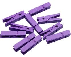 Houten wasknijpers - Mini klemmen - Decoratief ophangen - Lichtgewicht ontwerp - 50 stuks - Paars