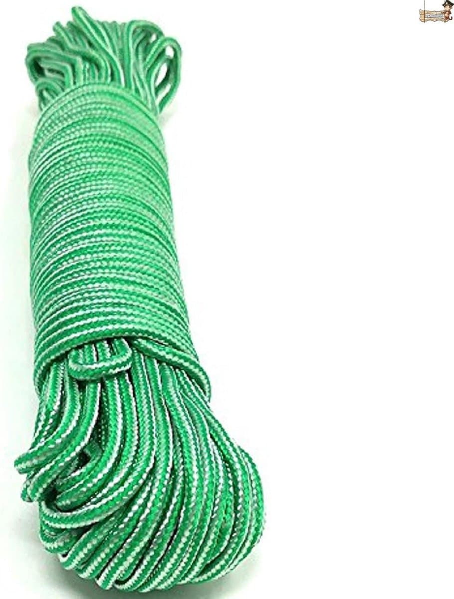 Waslijn Touw - Wasrek Koord - Kleding Drogen - Vochtbestendig Polypropyleen - 20 Meter - Groen — afbeelding 1