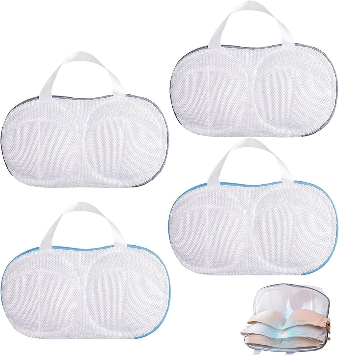 Set van 4 Wasnetten voor Bh's, Ondergoed en Delicate Kleding, Beschermt en Verstevigt tijdens het Wassen — afbeelding 1
