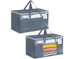 Grote waszakken met rits en labels, 105L, stevige opbergzakken voor kleding, reizen en tuinaccessoires, 2-pack