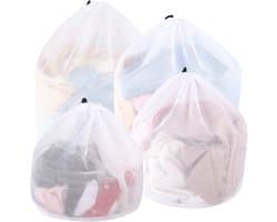 SnelShoppen - 4Pcs Wasnetten voor Wasmachine, Herbruikbare Waszakken met Trekkoord, Fijne Mesh Waszakken voor Kleding, Ondergoed, Sokken en Meer - Ver