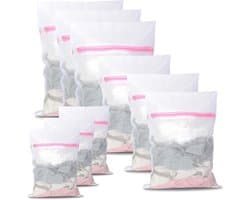 SnelShoppen - Waszakken set van 9 stuks, herbruikbare wasnetten voor de wasmachine, voorkomt vervorming en kreuken, diverse maten voor kleding, schoen