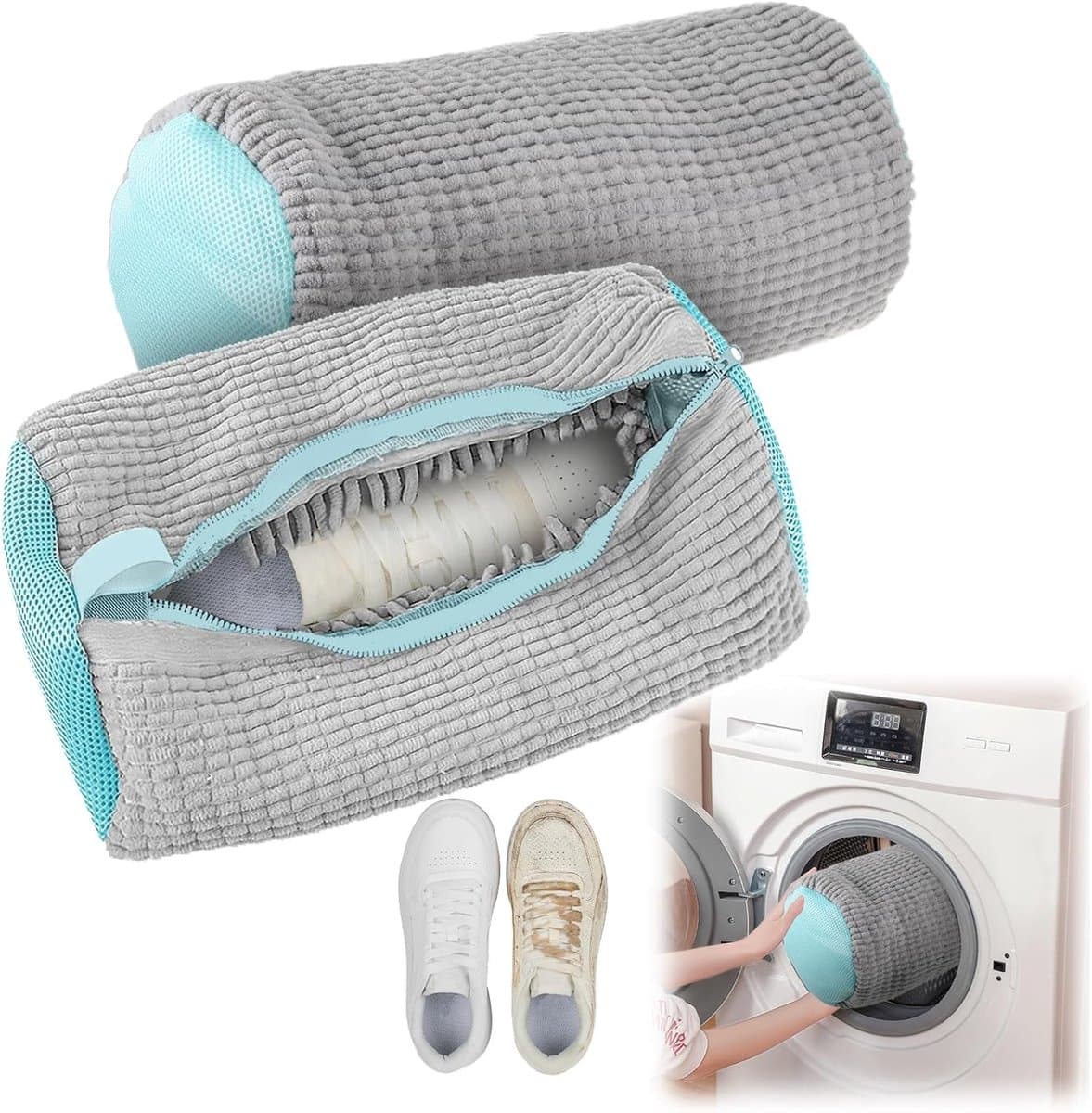 Multifunctionele Waszak voor Schoenen - Herbruikbare Waszak voor Sneakers en Schoenen in Alle Maten - Beschermt Schoenen en Wasmachine tijdens het Wassen (Grijs) — afbeelding 1