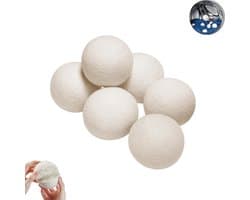 6 stuks - wollen droogballen - Herbruikbare droogballen - Anti-klit wollen ballen - Droogballen van 6 cm - Sneldrogende droogballen - Alternatief voor droogpapier - Te gebruiken om kleding te drogen, droogtijd te besparen en kreukels te verminderen