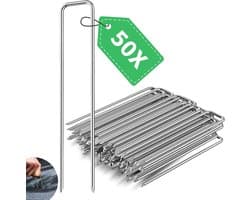 SnelShoppen - Grondankers 150 mm - Roestvrij Staal - 30 mm Diameter - 3 mm Dikte - Voor Tuin, Kunstgras, Onkruiddoek - Pack van 50