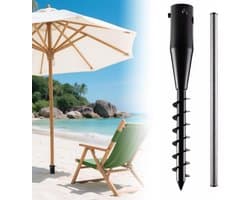 SnelShoppen - Heavy Duty Grondspike Parasolstandaard & Grondanker voor Wasdrogers, 6-Weg Spiraal, Verstelbare Knoppen (2.5-5cm) - Ideaal voor Strand,