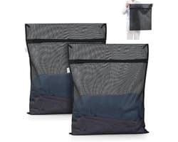 Wasnetten voor wasmachine, 50 x 60 cm, waszakken met ritssluiting, wasnet voor reizen, blouse, sokken, ondergoed, babykleding (zwart)