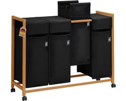 JCP® Wasmand - 200L - Wasmanden - Wasmand 4 Vakken - Zwart - 102cm x 36cm x 82cm