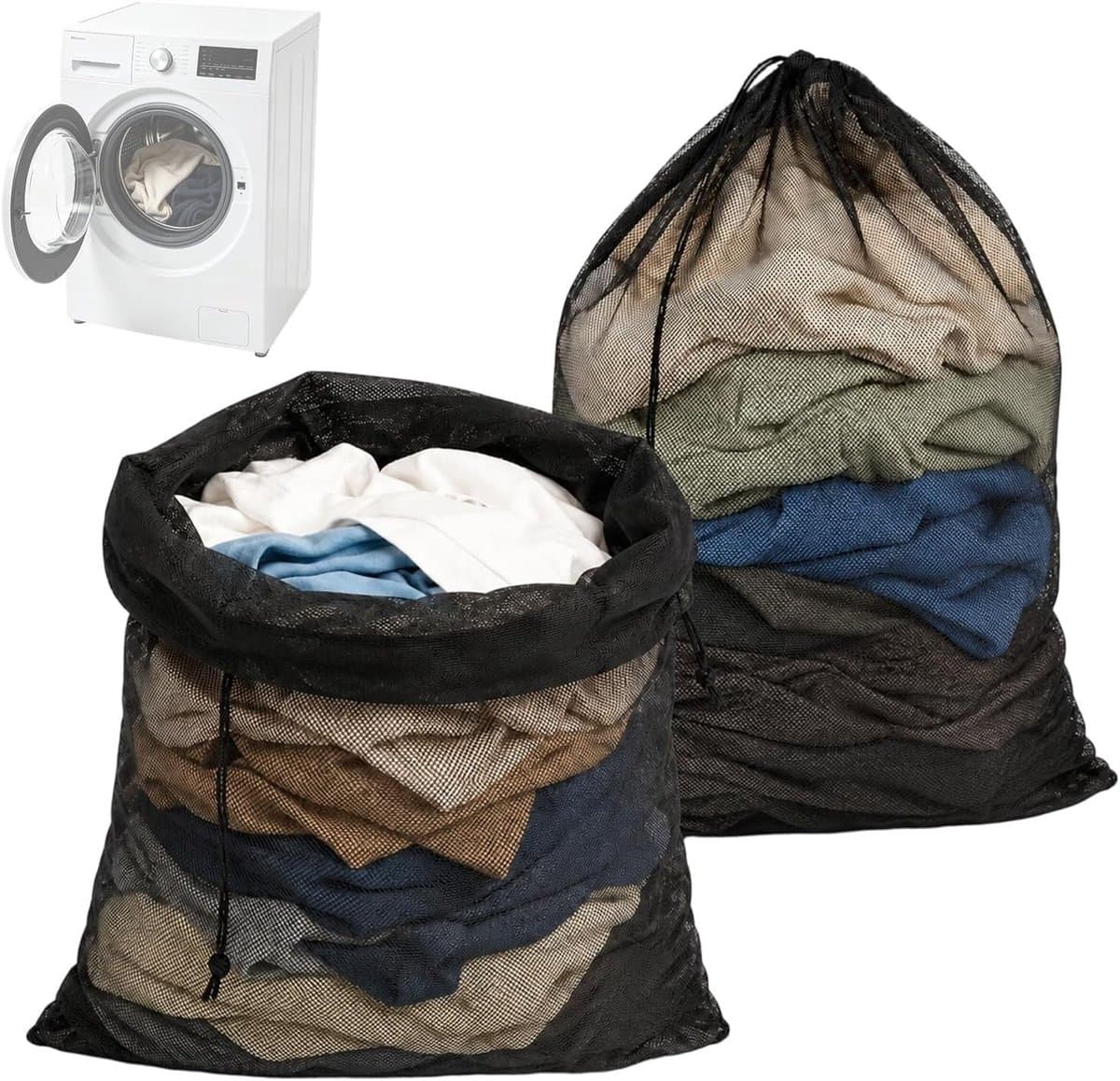 Waszak 70 x 90 cm, set van 2, robuust en ademend polyester, beschermt tegen klitten en uitvallen, ideaal voor beddengoed en speelgoed — afbeelding 1