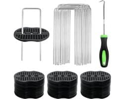 Complete Set van 50 Grondankers met Wasringen en Haak voor Tuin, Tent en Onkruiddoek
