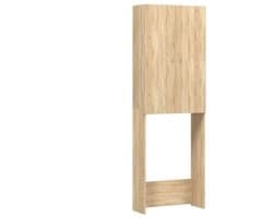 Noventra - Wasmachinekast - Wasmachine Ombouw - Opbergkast - 2 Deuren - 3 Opbergvakken - Houtlook - 64 x 25,5 x 190 cm