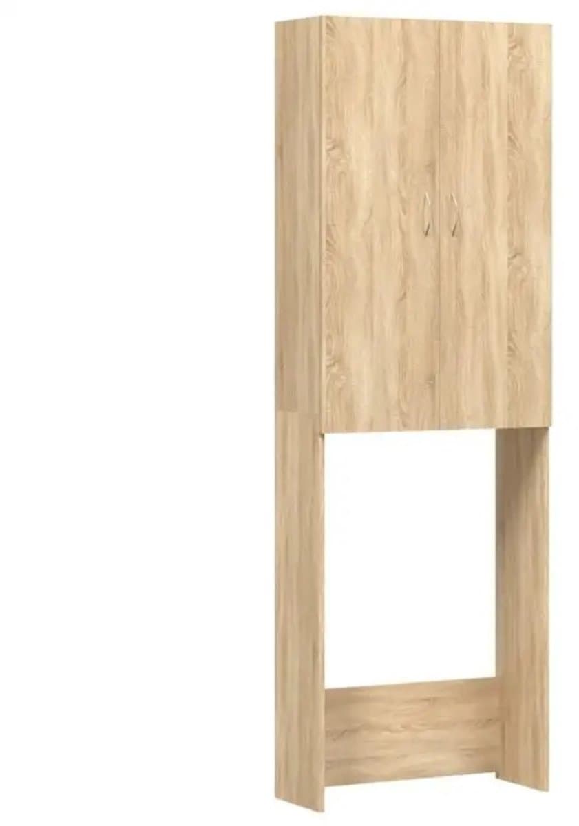 Noventra - Wasmachinekast - Wasmachine Ombouw - Opbergkast - 2 Deuren - 3 Opbergvakken - Houtlook - 64 x 25,5 x 190 cm — afbeelding 1