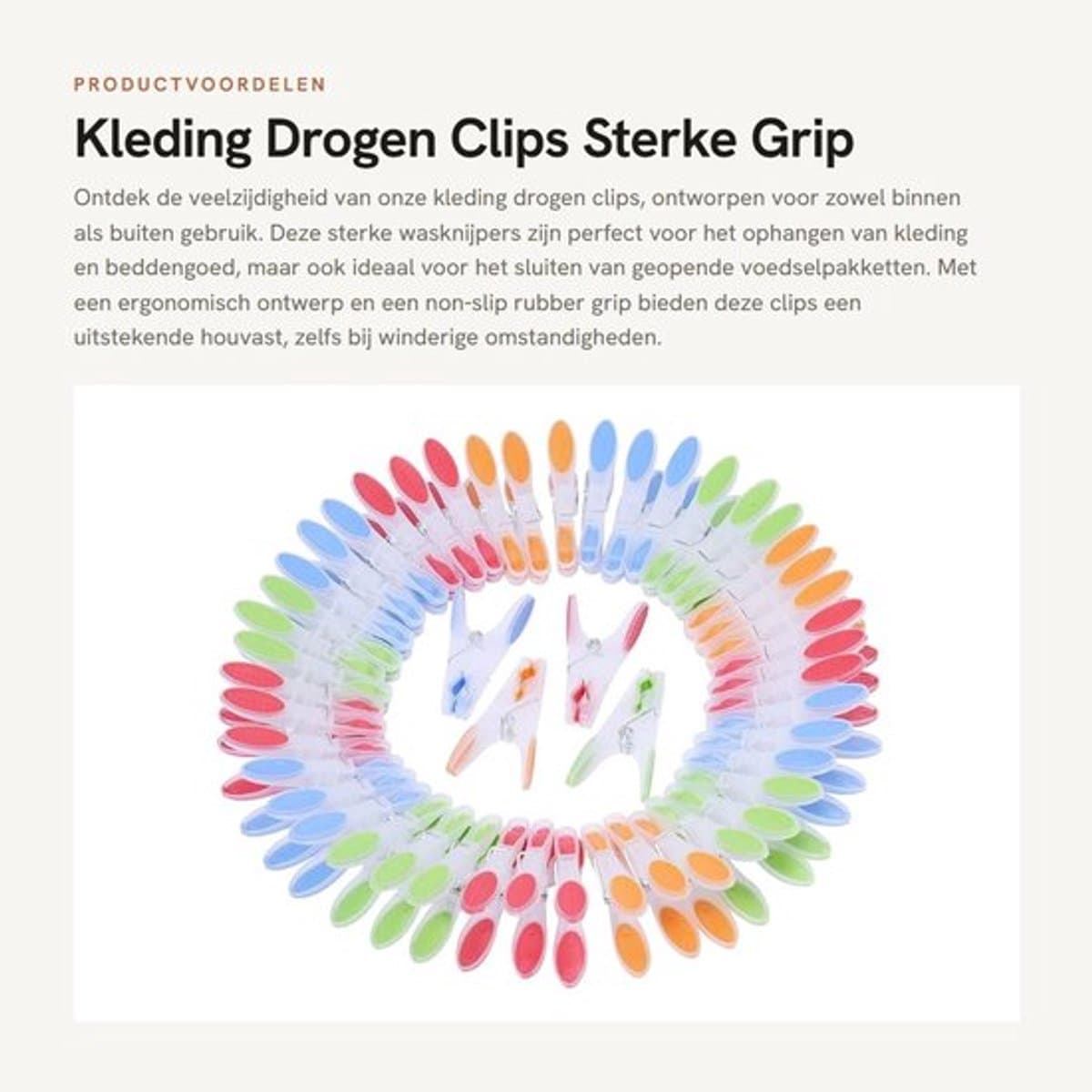 Kledingpinnen 72 Stuks - Sterke Grip - Extra Groot - Antislip - Voor Binnen/Buiten - Afmetingen 8 x 4 cm - Wasknijpers — afbeelding 1