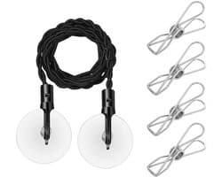 Reiswaslijn Uittrekbaar 1,2 m - 2,8 m Rekbaar - 4 Roestvrijstalen Clips - Draagbaar - Reisaccessoires - Geschikt voor Outdoor Camping - Waslijn