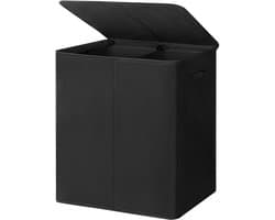 Dailygoods- Wasmand 180L met deksel - Inklapbare 2 vakken - Afneembare waszakken - Handgrepen - Geschikt voor slaapkamer/badkamer - Wascontainer