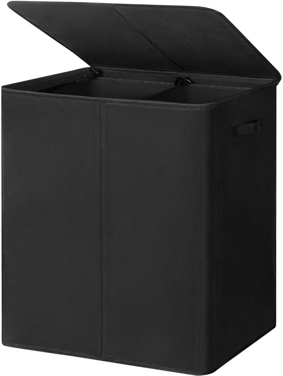 Dailygoods- Wasmand 180L met deksel - Inklapbare 2 vakken - Afneembare waszakken - Handgrepen - Geschikt voor slaapkamer/badkamer - Wascontainer — afbeelding 1