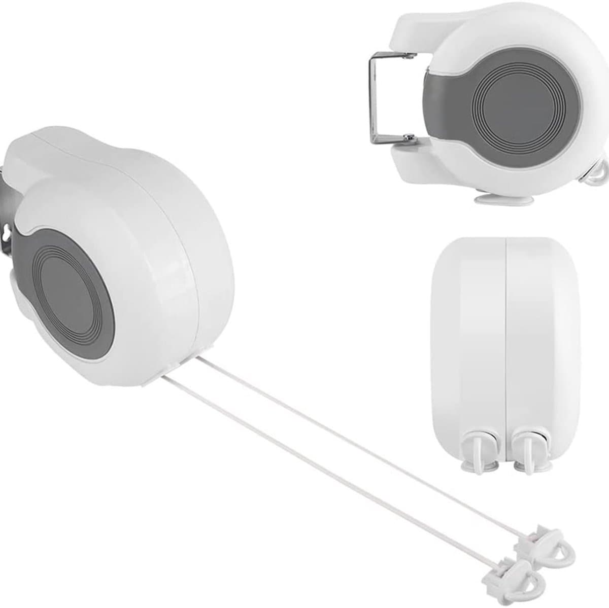 Dailygoods - Intrekbare Waslijn - Kledinglijn voor Binnen en Buiten - Ruimtebesparend Ontwerp - Wit - Drooglijn voor Balkon en Tuin - Geschikt voor Kl... — afbeelding 1