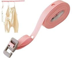 Draagbare Waslijn - Winddichte drooglijn - Kleding drogen - 34 Ophangpunten - 3.5 Meter - Roze