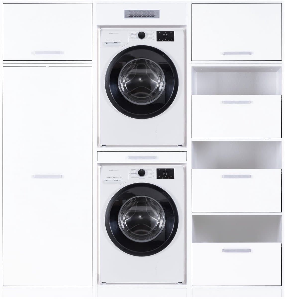Interlink Lifestyle Studio Flow Wasruimtecombinatie Bundel 15 - Wit - 201 x 68 x 208 cm - Complete wasruimte met opbergkasten — afbeelding 1