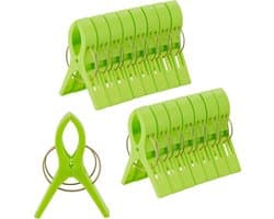 badhanddoek knijpers - set van 16 - handdoekklemmen - XXL wasknijpers - 12x2x8 cm - kunststof - groen