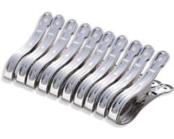 10 Stuks 8 cm RVS Grote Wasknijpers - Handdoekklemmen - Strandhanddoek Clips - Veerklemmen Voor Dagelijks Wassen - Badhanddoek - Beddegoed en Dikke Kleding (Zilver)