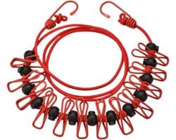 Waslijnen Touw - Kleding Lijn - Was Drogen - Winddichte Clips - Tot 3.7 Meter - Rood