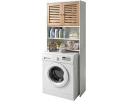 Wasmachinekast - wit - 65x185,5x24 cm - met opbergruimte