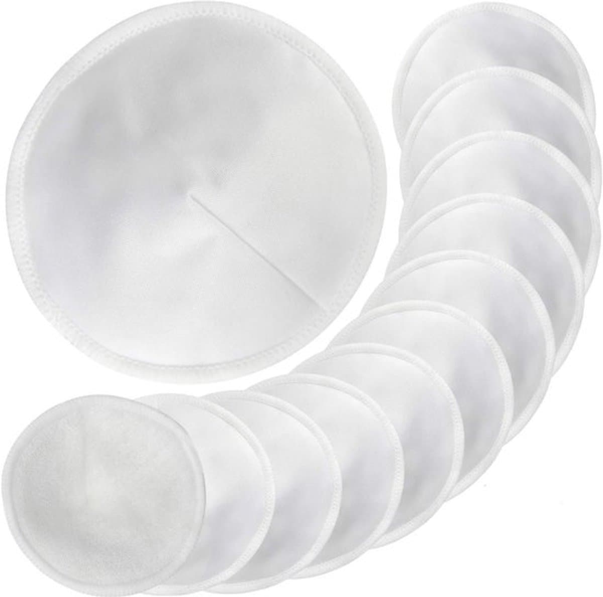 Borstvoedingspads 12 Stuks - Herbruikbare Bamboe/Katoenen - Zachte/Absorberende - Waszak - 11 cm - Luxe Ontwerp - Zoogkompressen — afbeelding 1