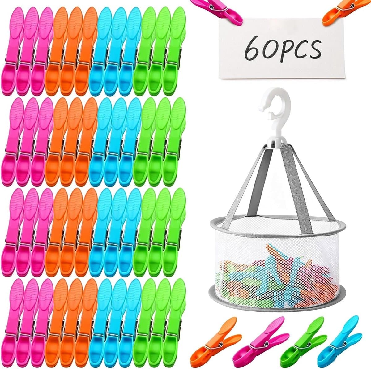 Wasknijpers - Multicolor - 7,3 x 3 cm - Roestvrij Staal en PP - Voor Binnen en Buiten — afbeelding 1