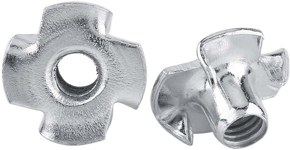 SnelShoppen - T-nut 4-tanden voor houtbewerking, gegalvaniseerd koolstofstaal, M4×50, schroefsets, roestbestendig, meubelaccessoires, eenvoudig te ins — afbeelding 1