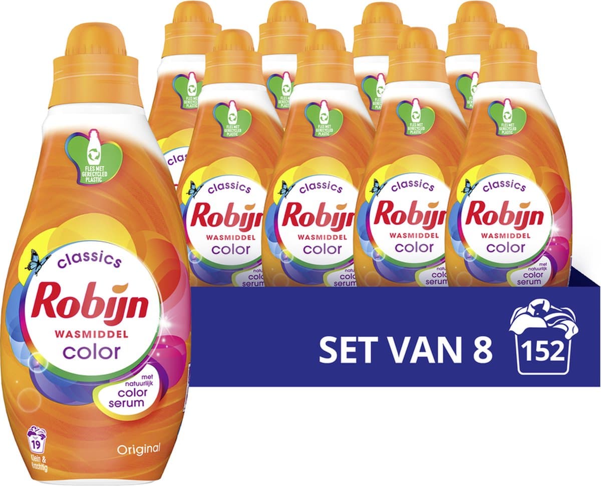 Robijn Klein & Krachtig Color Vloeibaar Wasmiddel - 152 wasbeurten - Voordeelverpakking — afbeelding 1