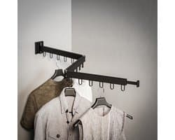 Selotus - Kledingrek - 90 cm / 120 cm - 18 haakjes - Droogrek - Wasrek - Kledingstang - Wanddroogrek - Droogrek muur - Hangdroogrek - Wasrek hangend - Wasrek muur - Wandkapstok - Inklapbaar
