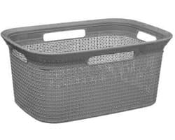 5Five Wasmand van rotan gevlochten - grijs - kunststof - 45 liter - 59 x 41 x 27 cm - rechthoek