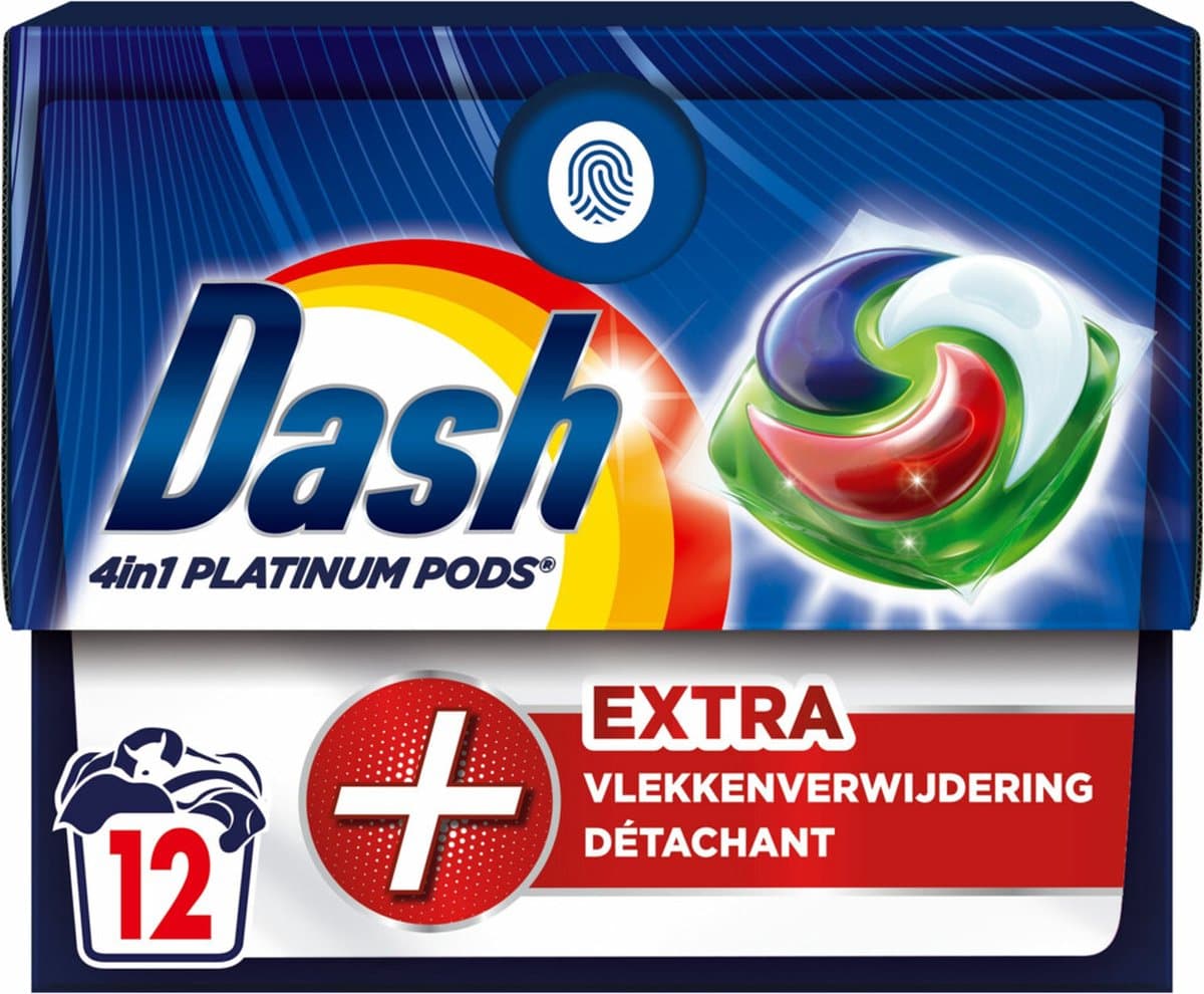 Dash Wasmiddelcapsules 4in1 Platinum Pods +Extra Vlekkenverwijderaar - 4 x 12 stuks - Voordeelverpakking — afbeelding 1