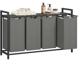 Wasmand - Wasmanden - Wasmand 4 Vakken - Wasmand Zwart - Wassorteerder - Wasmand - Wasbox - Wasopvangbak - 4 Vakken - 160L