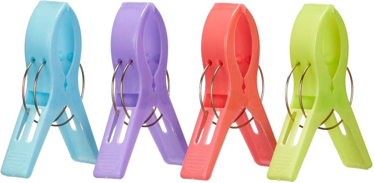 Arte R Handdoekknijpers XL - 4x - kleurenmix - kunststof - 10 cm - wasknijpers — afbeelding 1