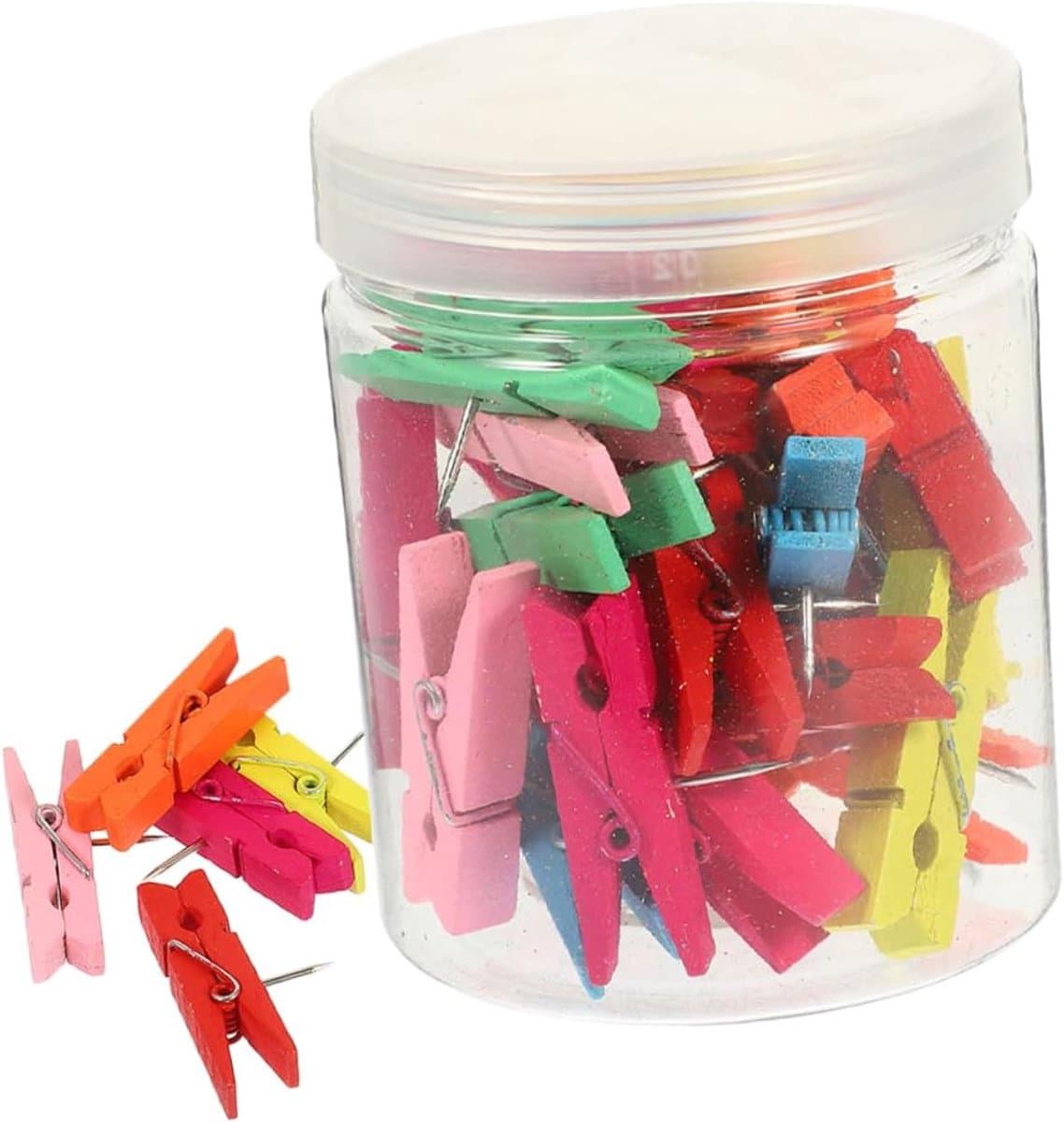 Houten Klemmetjes - Decoratieve Speldjes - Foto's Bevestigen - 2-in-1 Ontwerp - 50 Stuks - Multicolor — afbeelding 1